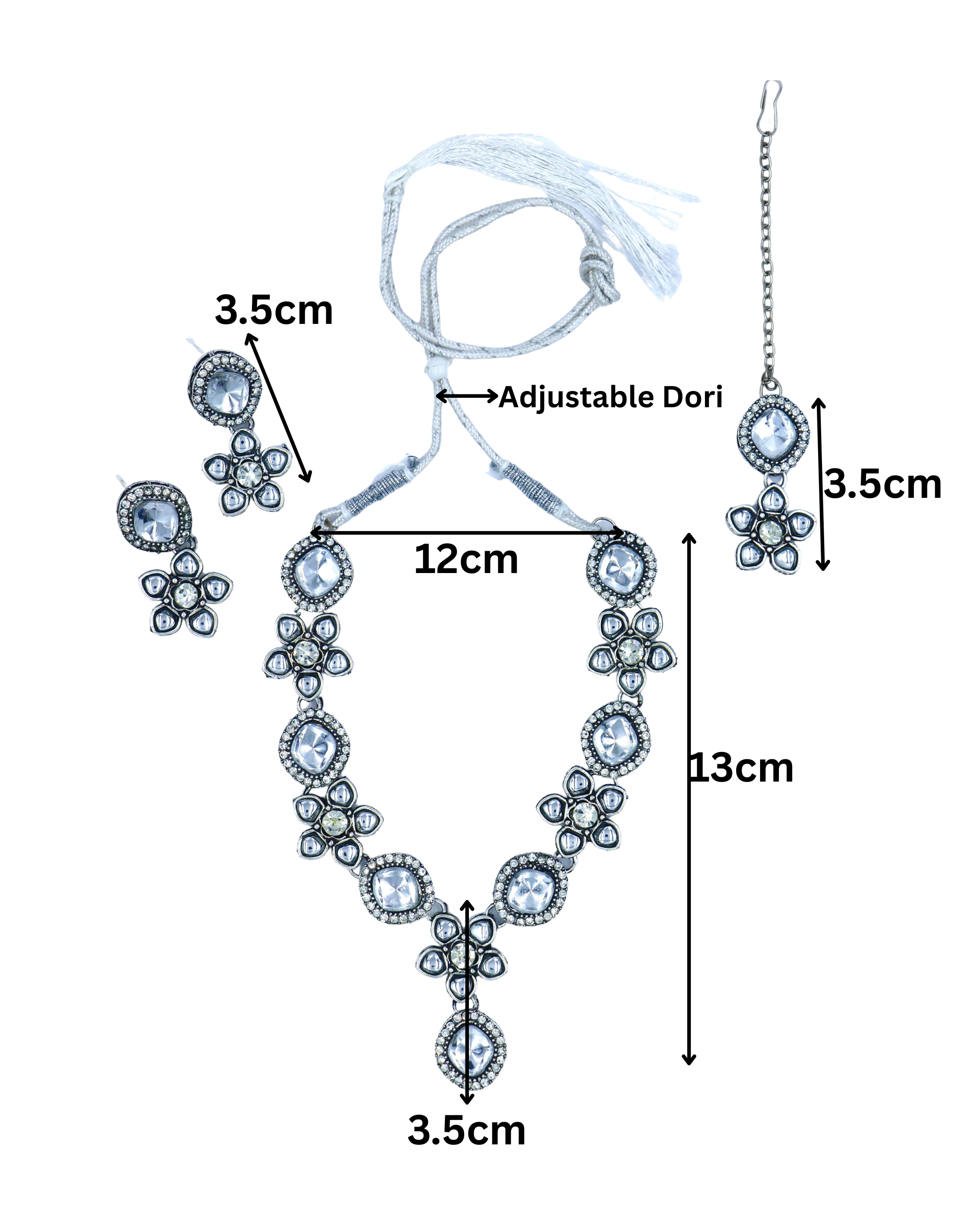 Chandrika Silver Tone Kundan Necklace Set