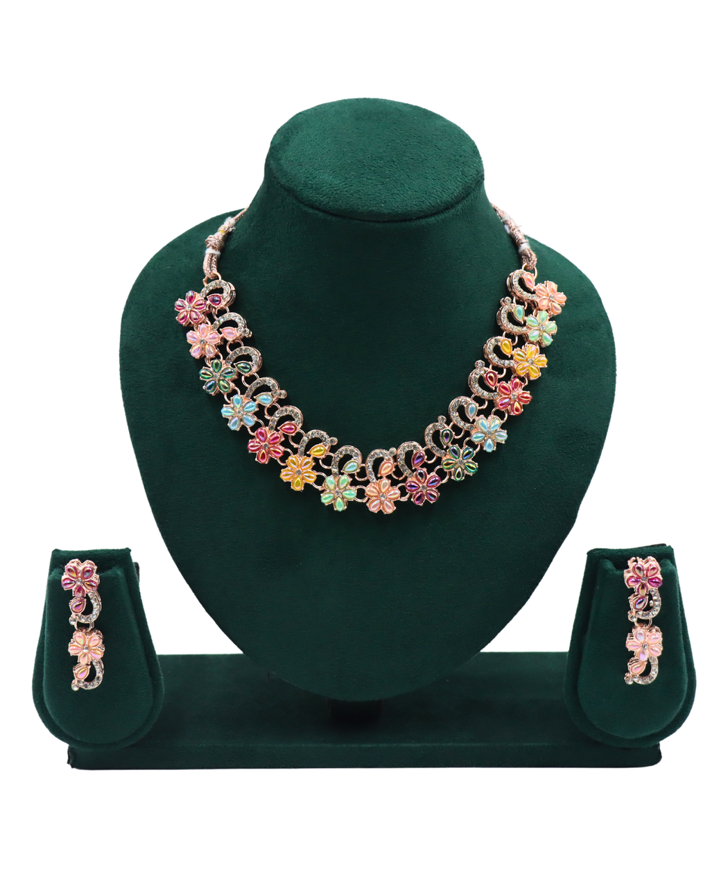 Phoolwari Rosegold Tone Necklace Set