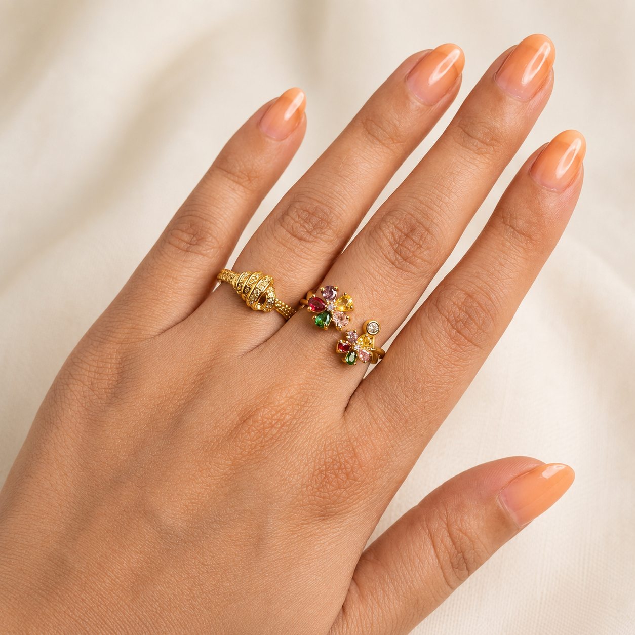 Petal Prism Ring Duo