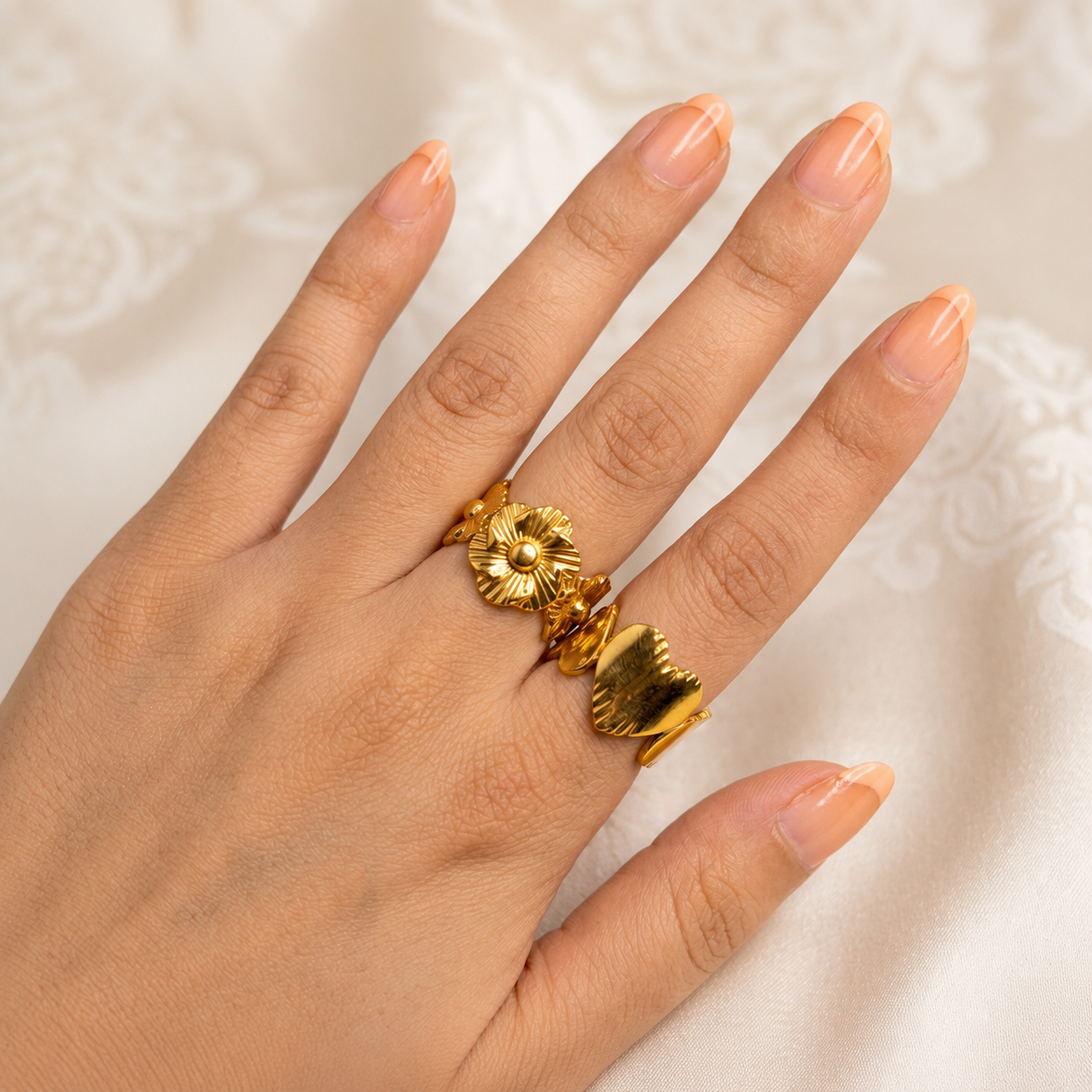 Golden Romance Ring Duo