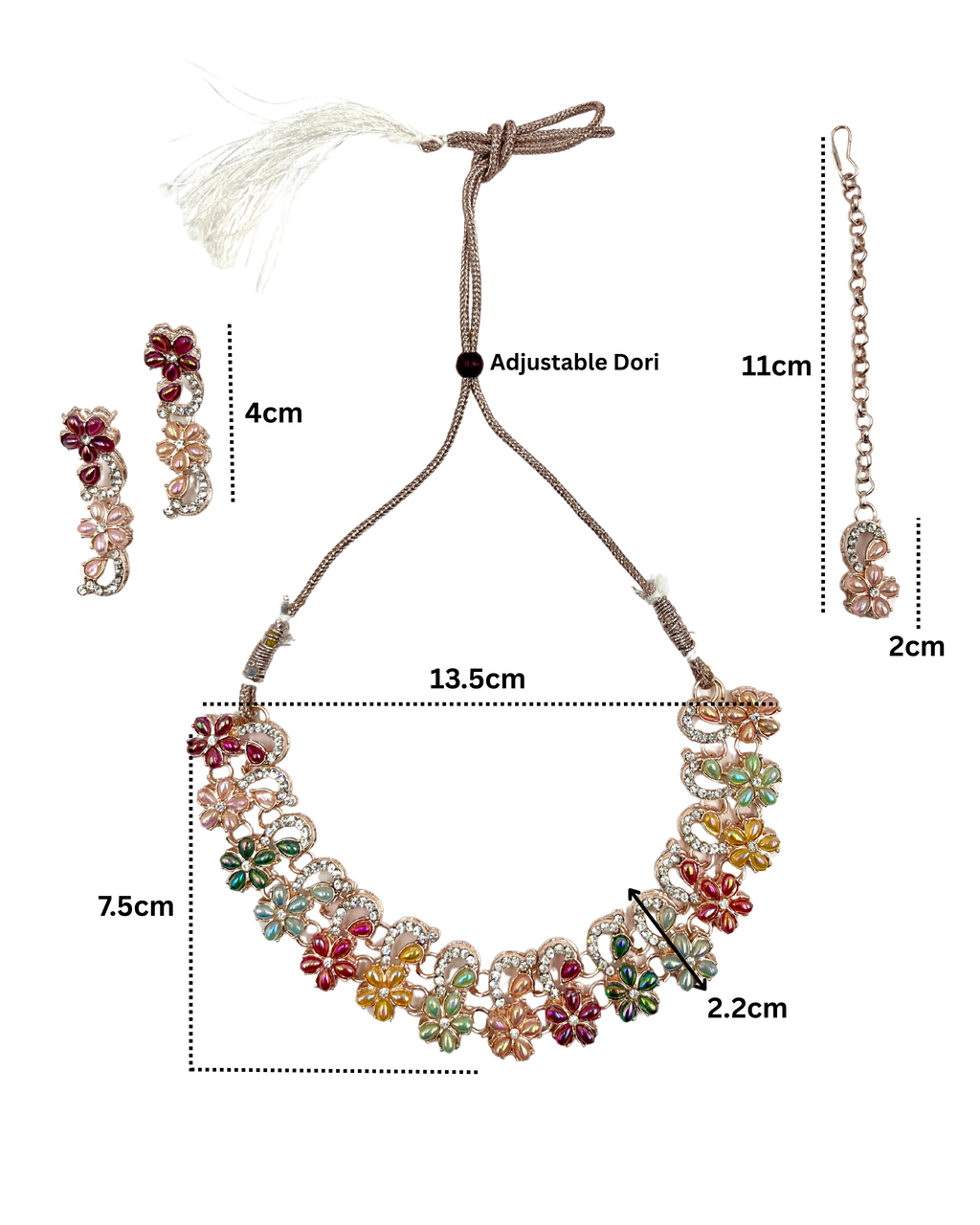 Phoolwari Rosegold Tone Necklace Set