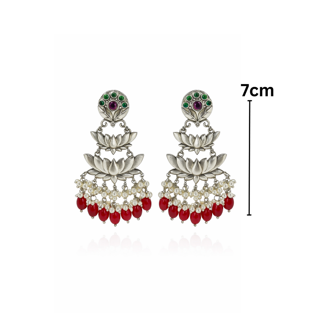 Zarika Lotus Pearl Drop Earrings