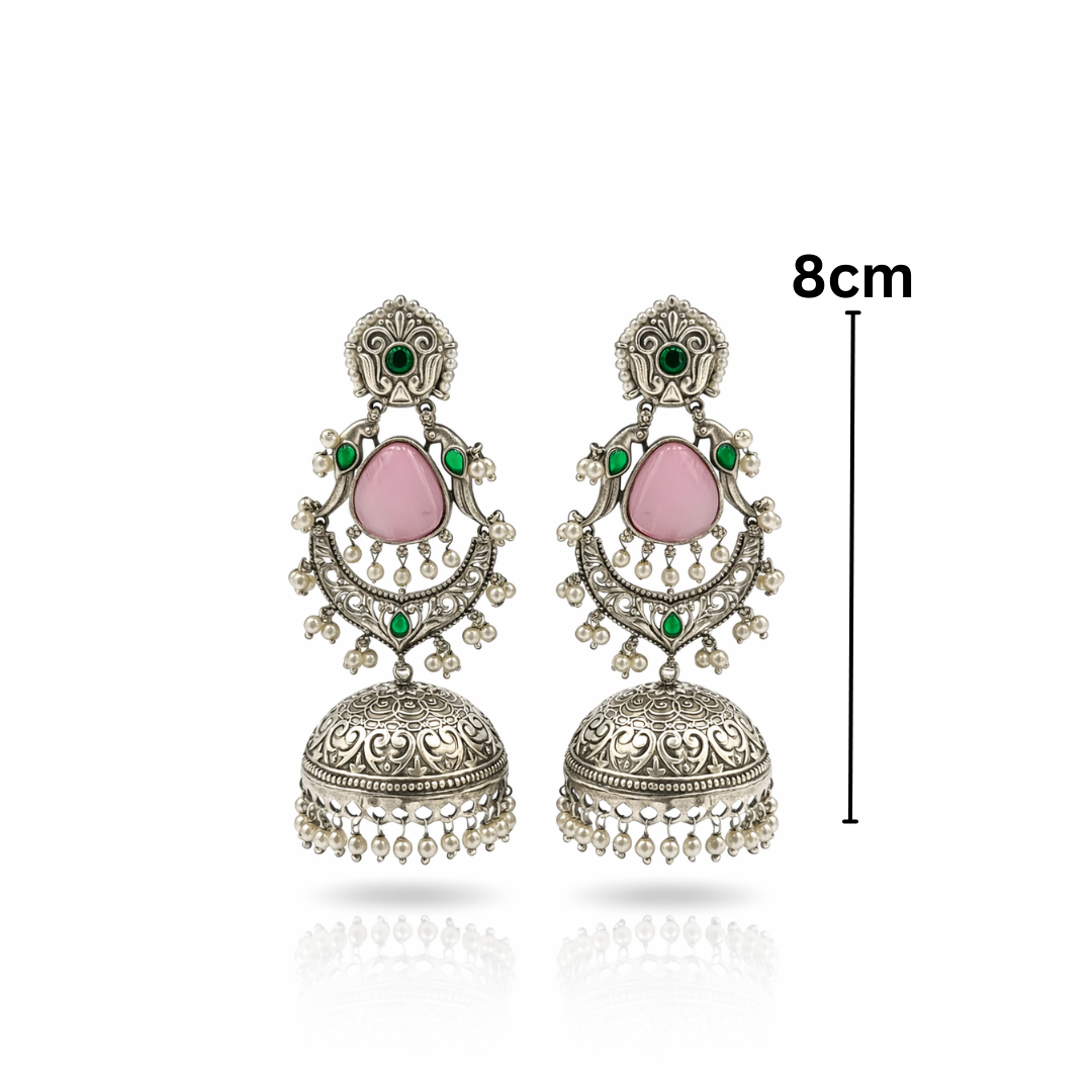 Gulbahaar Pink Stone Jhumkas