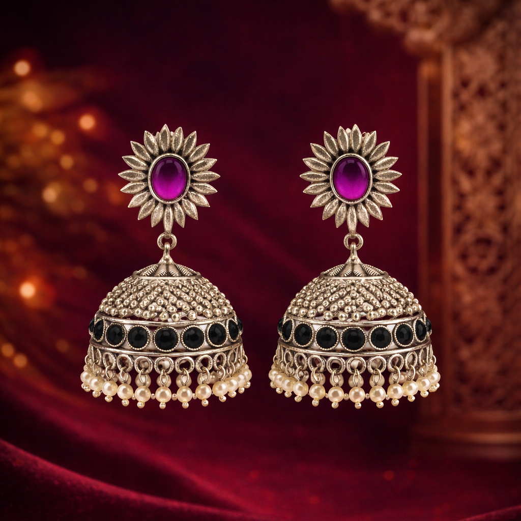 Aarohi Noir Pearl Jhumkas