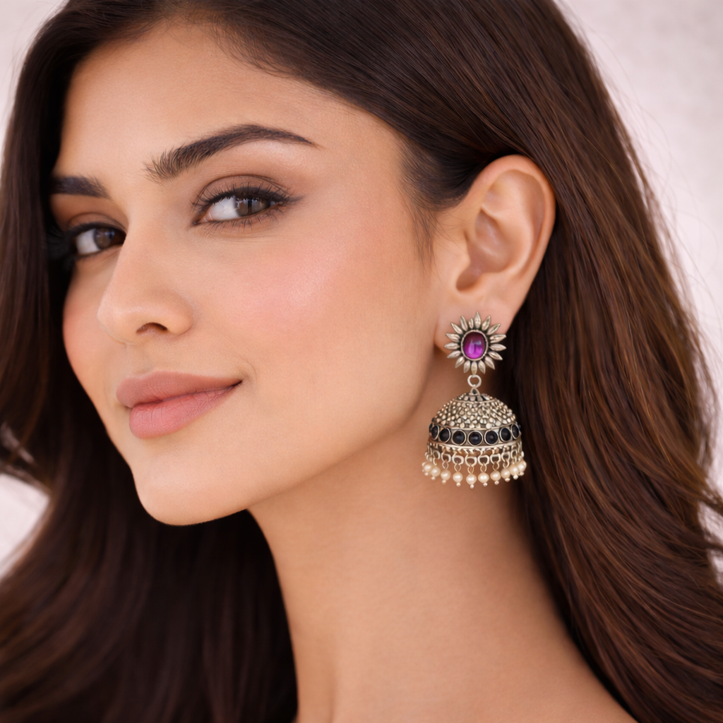 Aarohi Noir Pearl Jhumkas