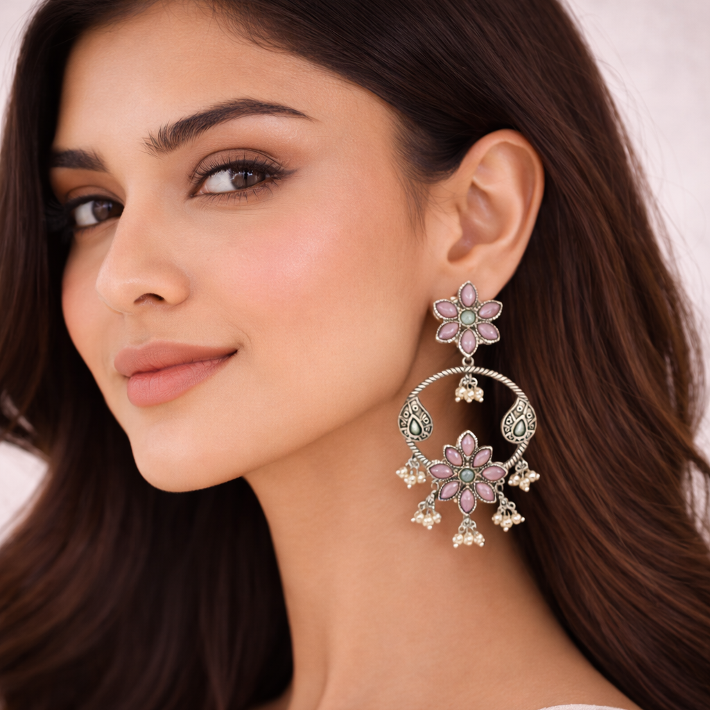 Ira Floral Hoop Earrings