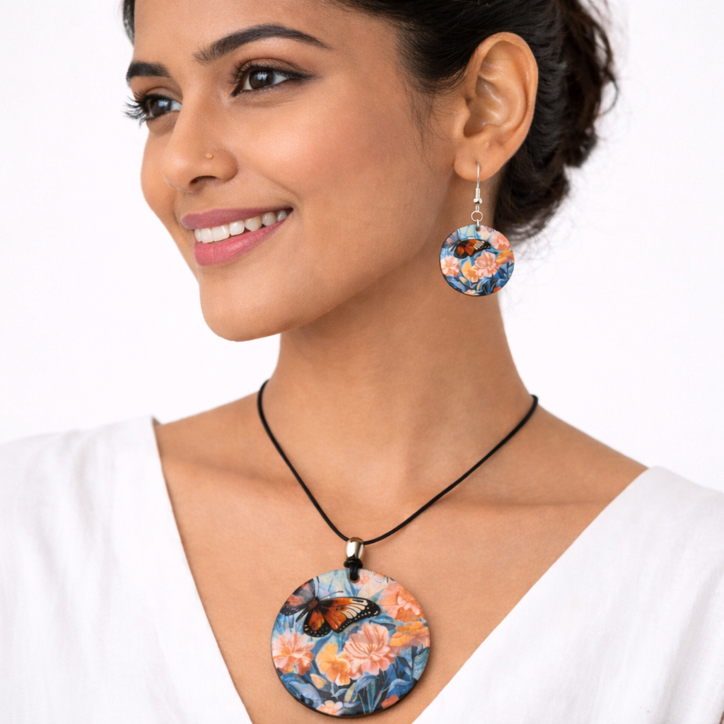 Butterfly Crush Shell Necklace Set