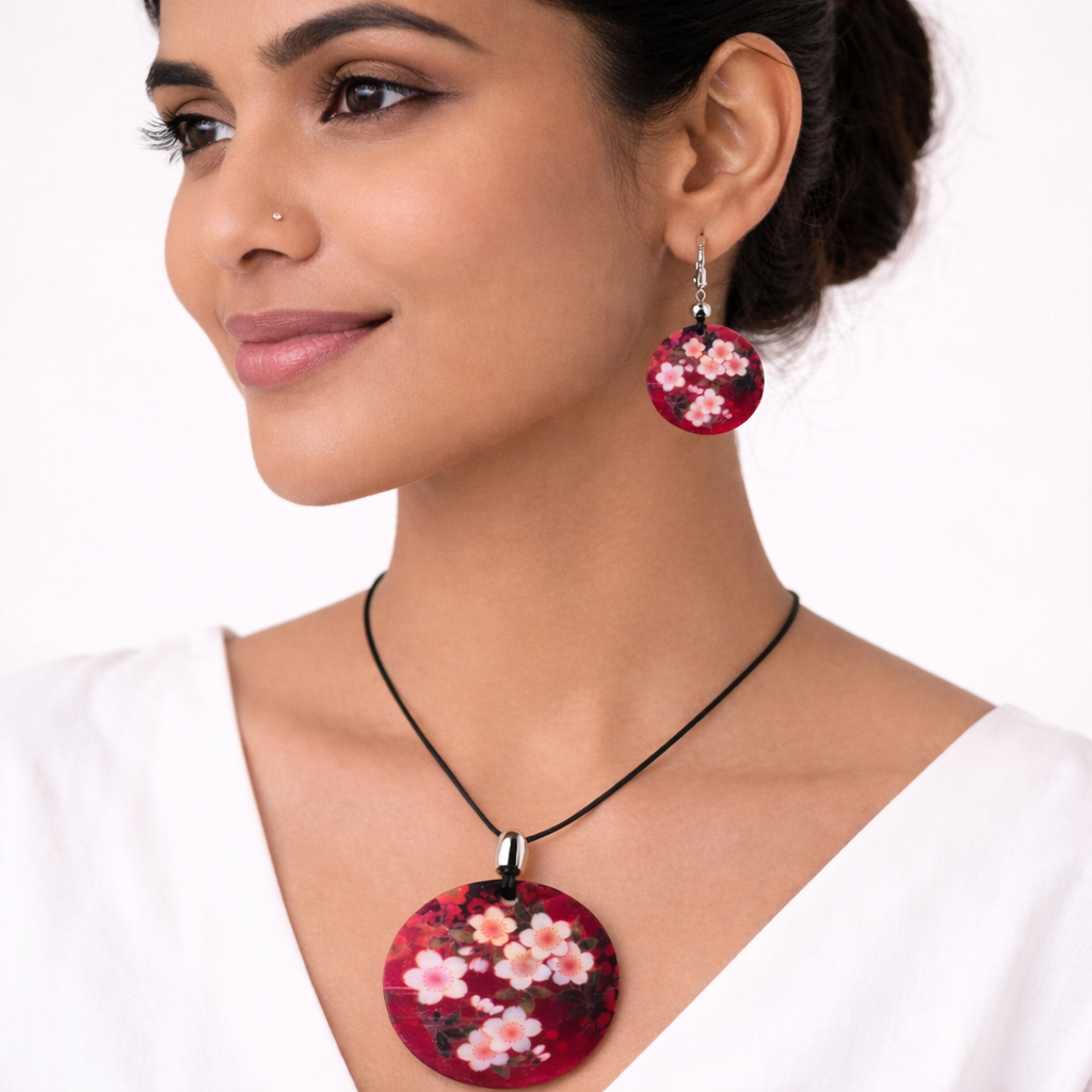 Cherry Blossom Shell Necklace Set