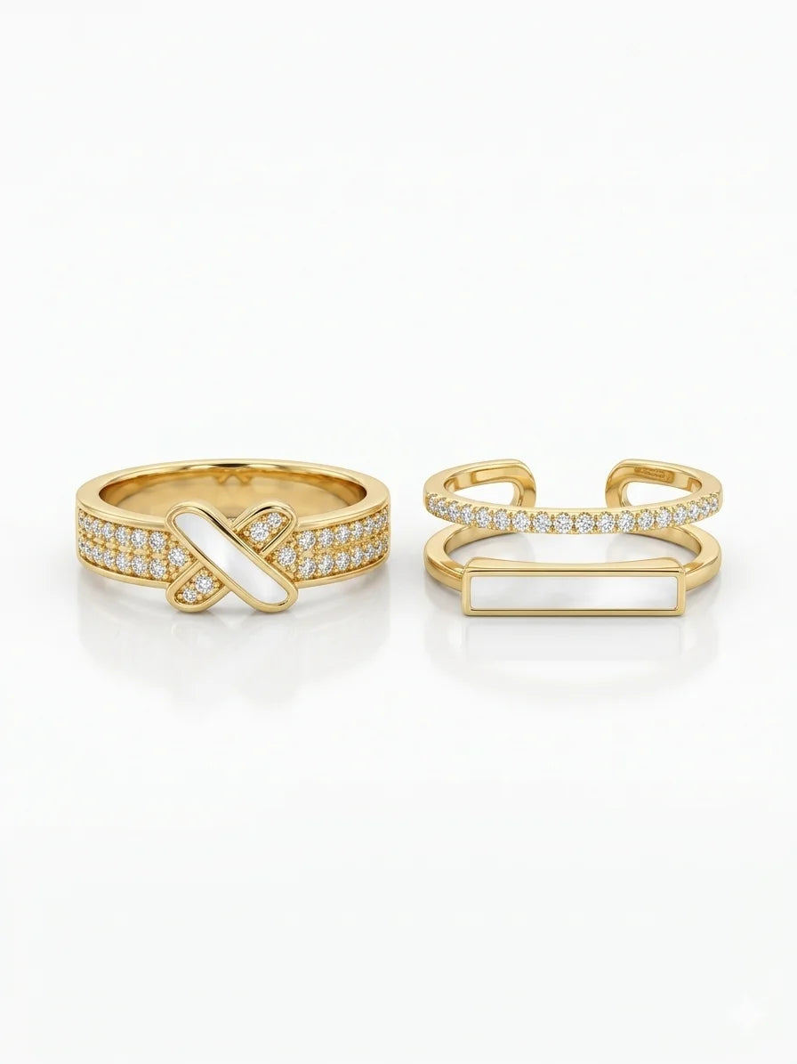 Opaline Glow Ring Duo