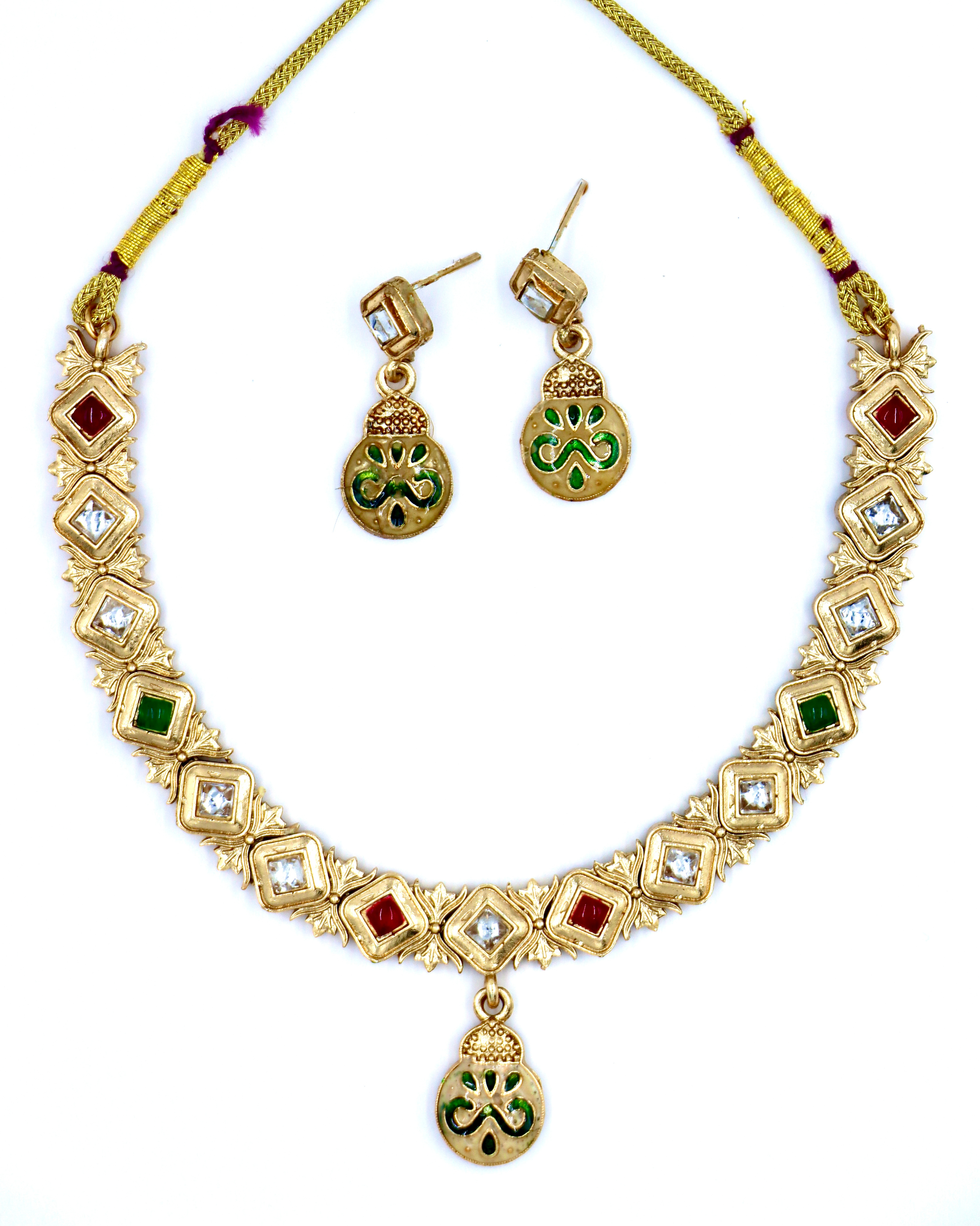 Rajwadi Meenakari Choker Set