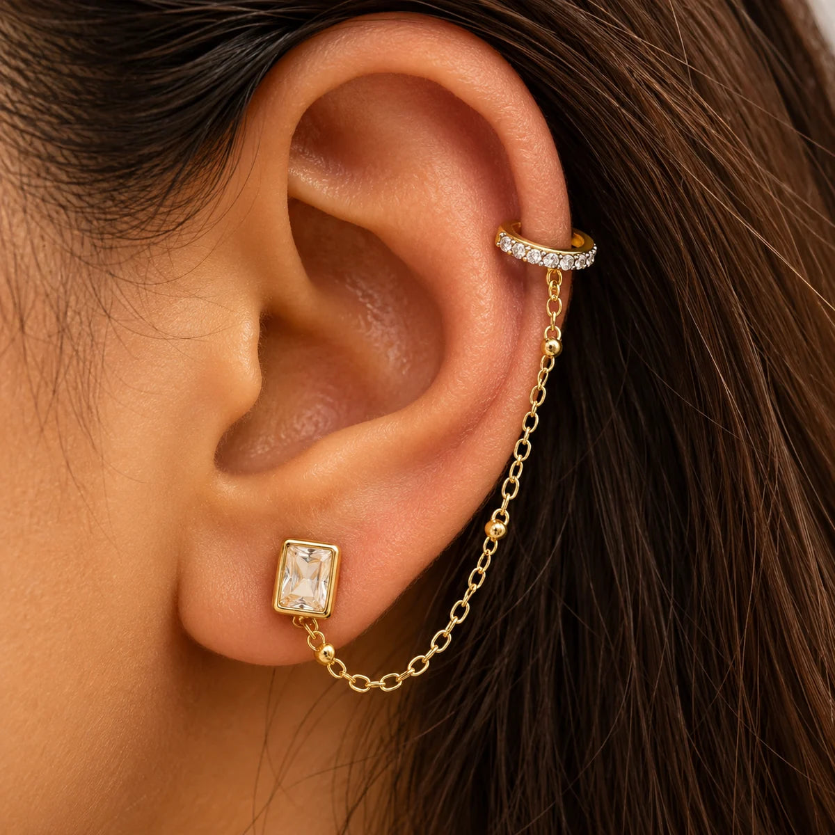 Sparkling Crystal Chain Ear Cuff