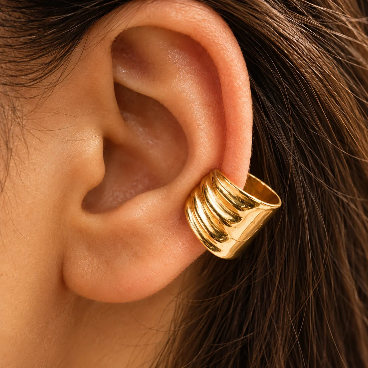 Gold Textured Ear Cuffs(2pc)