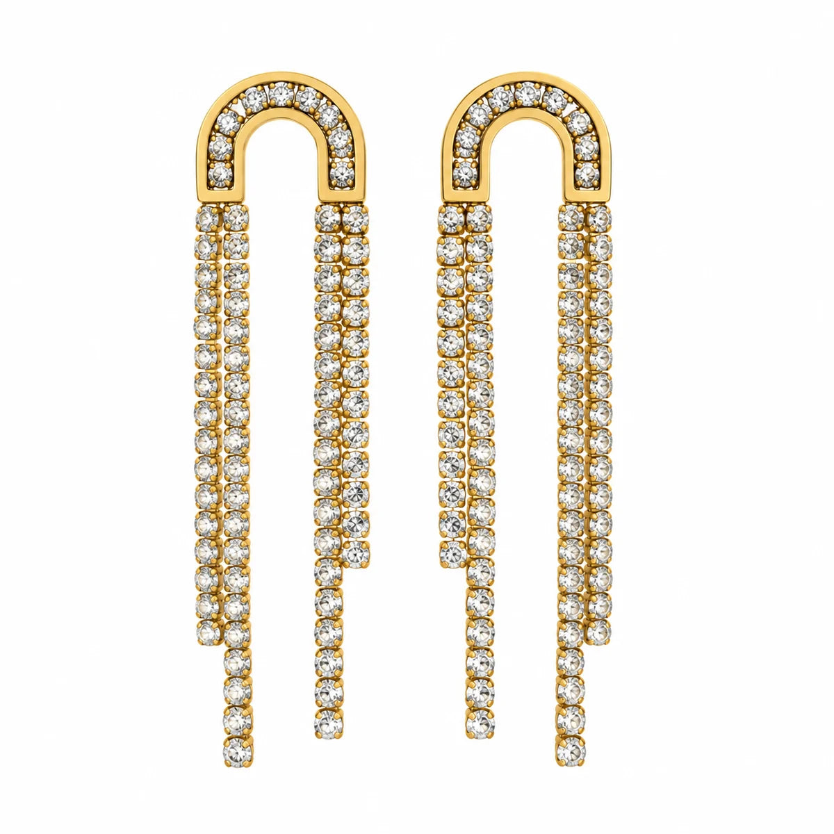 Gold Rhinestone Chandelier Earrings