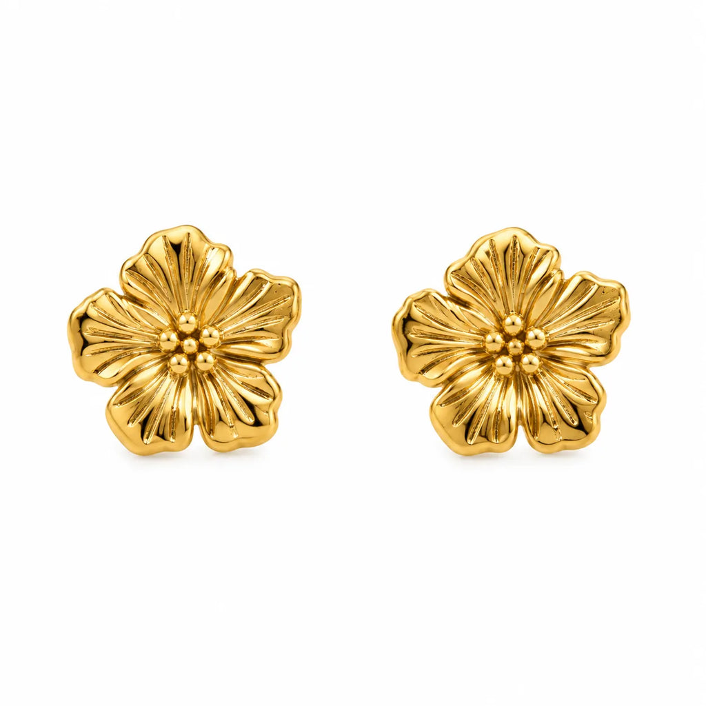 Vintage Gold Floral Studs