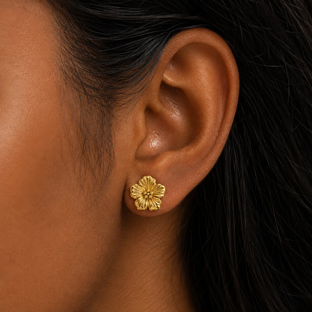 Vintage Gold Floral Studs