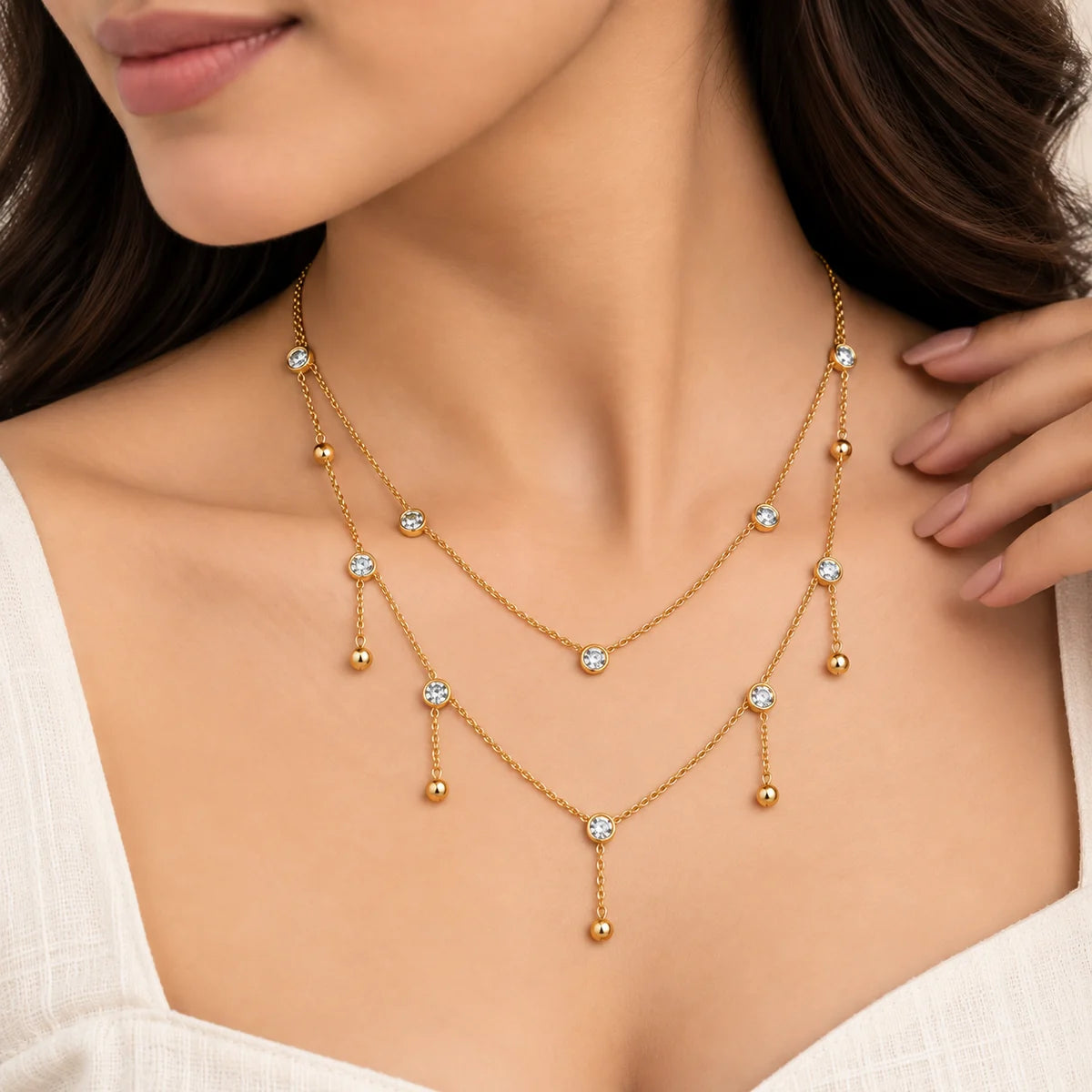 Starlight Drip Double-Layered Necklace