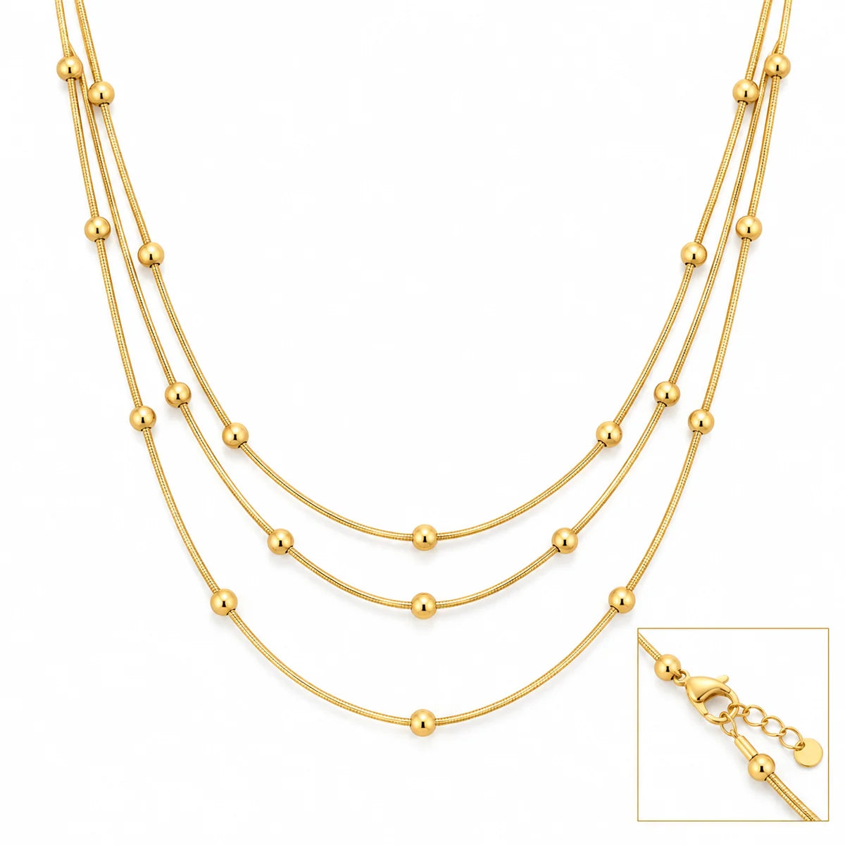 Effortless Chic Beaded Triple Strand Necklace